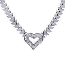 1.00 Carat Round Cut Diamond Heart Shape Necklace 14K White Gold - $1,880.01