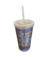 Teachers Plastic Tumbler Cup w/ Lid &amp; Straw Travel Cup Reusable BPA Free... - $19.55