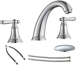 Widespread Bathroom Faucet With Three Holes And A Pop-Up Drain, Solid Br... - £73.93 GBP