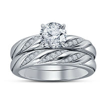 2.00 Ct VVS1 Diamond Engagement Wedding Band Bridal Ring Set 14K White Gold Over - £65.64 GBP