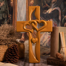 Intertwined Heart Wooden Cross, Valentine&#39;s Day Gift - £39.04 GBP+