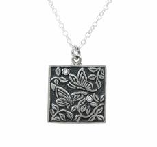 Butterflies on Vines Sterling and Crystal Necklace, 16&quot; - £46.59 GBP