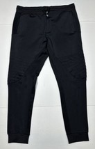 Zara Man Black Knit Stretch Moto Pants Women Size Large (Measure 34x28) - £10.59 GBP