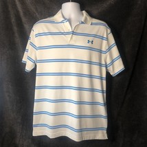 Under Armour Polo Shirt Mens Size LG/G/G blue White Loose Heat Gear Golf... - $15.84