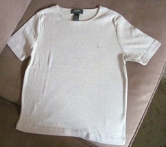 RALPH LAUREN Petite Shirt Top Blouse S/S Cotton GREEN LABEL Oatmeal Size... - $23.61