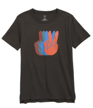 NWT TREASURE &amp; BOND Kids&#39; Relaxed Fit Graphic Tee In Black Raven Peace Sign - £9.38 GBP