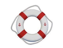 [Pack Of 2] Classic White Decorative Anchor Lifering With Red Bands Christmas... - £32.73 GBP