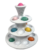 Williams Sonoma White Ceramic Centerpiece Egg Tree 10&quot; 3 Tier Basket Wea... - $94.00