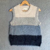 Promesa Sweater Vest Womens S Beige Blue Gray Soft Power Furry Knit Colorblock - £13.70 GBP