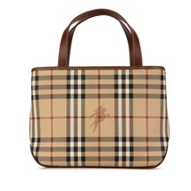 Burberry Haymarket Check Coated Canvas Handbag Women Brown One Size - $657.40