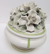 NORA FENTON Italian Art Pottery Floral Lidded Bowl Dish Storage Signed N... - £58.98 GBP