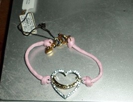 Juicy Couture Pave Heart Pink String Bracelet Nwt - £16.08 GBP