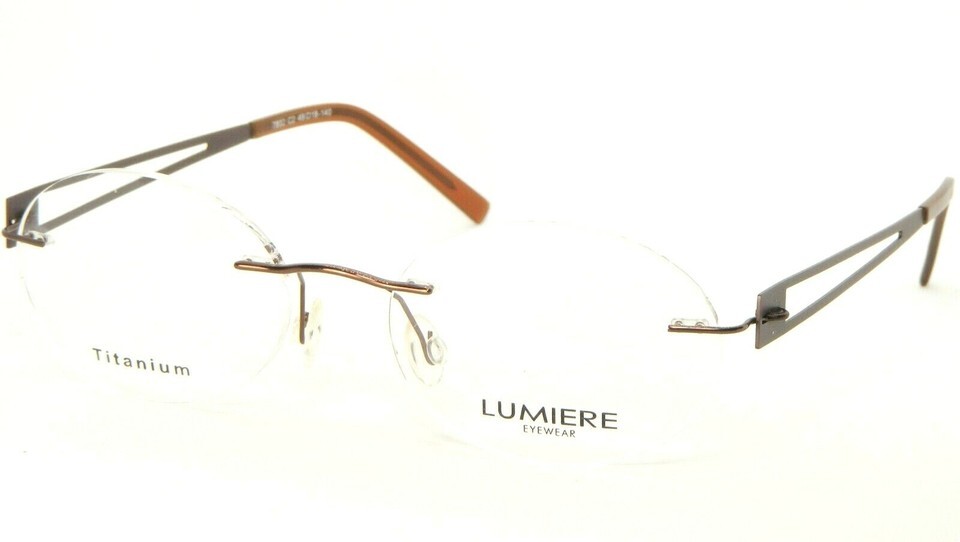 NEW LUMIERE EYEWEAR ITALY 7802 C2 BROWN EYEGLASSES GLASSES RIMLESS 49-18... - $56.62