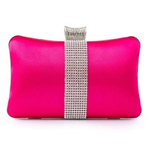 Colorful Formal Evening Rhinestone Sateen Clutch Bag for Women 5 Colors - Pink - £54.56 GBP
