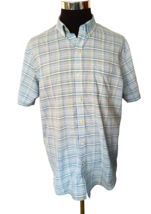 Van Heusen Shirt Men&#39;s Size Large 16-16 1/2 Button Front/Collar Lt. Green Plaid - £12.41 GBP