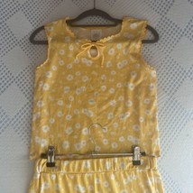 Self Esteem Ribbed Knit 2 Piece Top &amp; Skirt Set Big Girls XL Yellow Daisies - £8.85 GBP