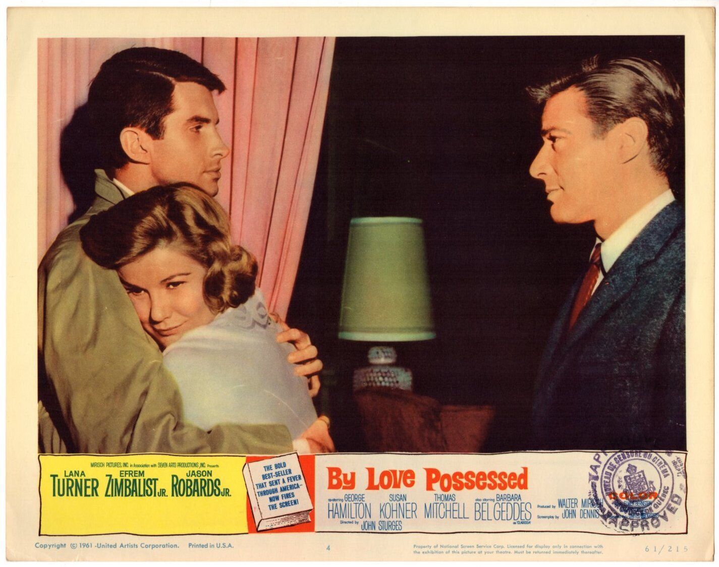 *BY LOVE POSSESSED 1961 Efrem Zimbalist Jr., George Hamilton &amp; Barbara B... - $50.00