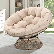 Oversized Wicker Papasan Chair with Soft Thick Density Fabric,360 Degree Swivel - £240.34 GBP