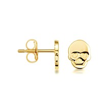 14K Solid Yellow Gold Small Gothic Skull Stud Earrings - $149.90