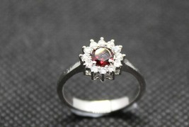 925 Sterling Silber Granat Solitaire Ring Granat Halo Ring Natürlich Granat Ring - $39.53