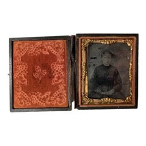 Vintage Ambrotype Photo of a Young Woman in Dress Daguerreotype Full Case 1850s - £112.08 GBP