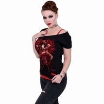 Spiral direct queen of hearts 2 in 1 red ripped top black new with tags - £21.58 GBP