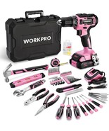 WORKPRO 20V Pink Cordless Drill Driver and Home Tool Set, 141PCS Hand To... - $230.79 CAD