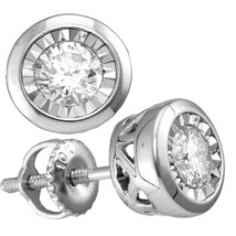 10k White Gold Womens Round Diamond Solitaire Stud Earrings 1/2 Cttw - £625.72 GBP