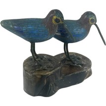 Vintage Sculpture Two Cloisonné Shore Birds On Stand Decorative Accessory Asian - £33.65 GBP