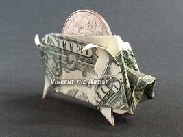 PIGGY BANK Money Origami Dollar Bill Cash Sculptors Bank Note Handmade D... - £17.18 GBP