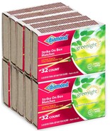 10 Boxes Diamond Wood PENNY MATCHES 32 x 10=320 STRIKE ON BOX green wood... - $441.14 MXN
