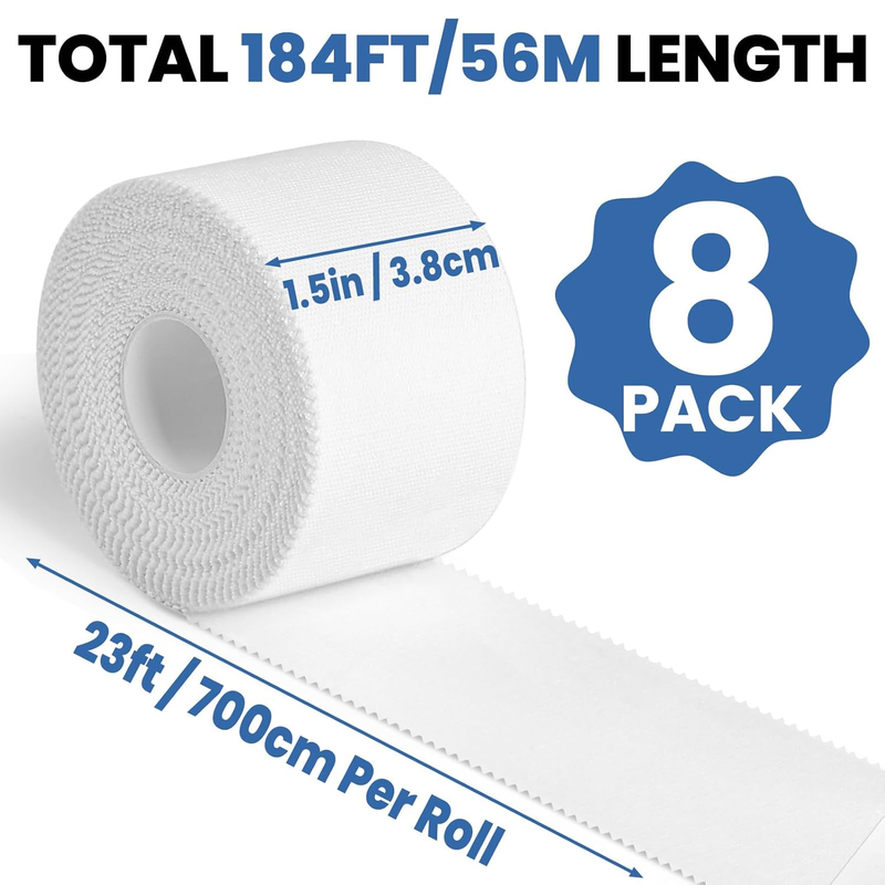 8 Pack Athletic Tape, White Sports Tape, Easy Tear Wrist Tape, Strong Adhesion T Item image 2
