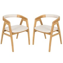 Costway Set Of 2 Leisure Bamboo Chairs Dining Chairs W/ Curved Back &amp; Foot Pads - £395.57 GBP