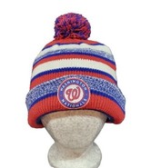 Washington Nationals MLB Hat Cap Winter Knit Retro Red Striped Beanie Pom - £9.34 GBP