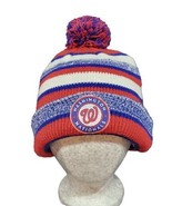 Washington Nationals MLB Hat Cap Winter Knit Retro Red Striped Beanie Pom - $11.87