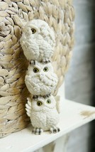 Ebros Stacked See Hear Speak No Evil Wise Acrobatic Fat Owls Figurine (White) - £16.83 GBP