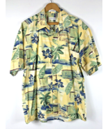 Pierre Cardin Hawaiian Shirt Mens Size  L Button Down Tropical Ocean Yellow - $29.52