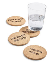 The Cellar Words Cork Coasters, Set Of 4, New - £7.20 GBP