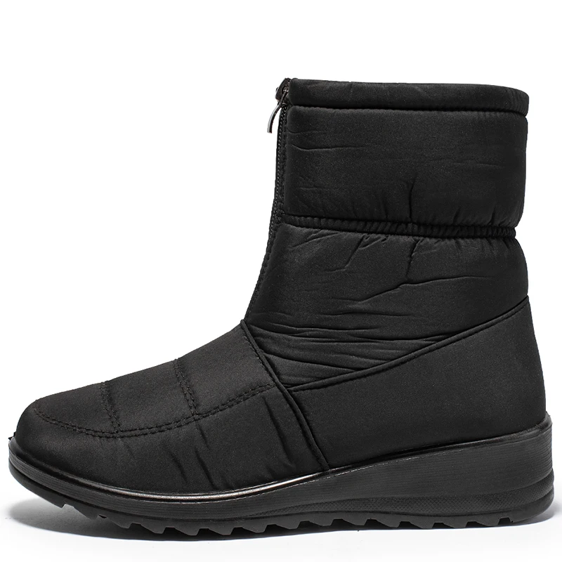 Waterproof Snow Boots for Women Winter Warm Plush Ankle Booties Front Zipper Non - £44.33 GBP