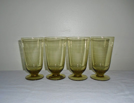 Iced Tea Glasses Vintage Yellow Green Set of Four Parfait Cocktails - $34.65