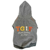 NEW Woof TGIF Thank Goodness It&#39;s Fall Dog Hoodie sz L gray sweatshirt j... - £10.35 GBP