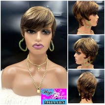 Amber Rose&quot;  Brazilian Short  100% Human Hair Wig, Pixie Cut Wig, #27/30, Gluele - £58.98 GBP