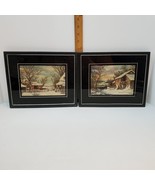 VTG Two Finished Needlepoint Petit Point Farm Yard Old Mill Wall Art 193... - £76.66 GBP