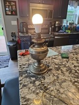 vintage silver tone oil lamp &quot;Made in USA&quot; converted to electric - $49.50