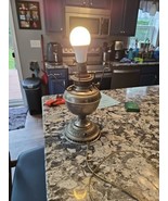 vintage silver tone oil lamp &quot;Made in USA&quot; converted to electric - €43,29 EUR