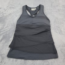 Athleta Shirt Womens S Gray Ruffle Racerback Athletic Workout Pullover Tank Top - £17.91 GBP