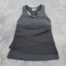 Athleta Shirt Womens S Gray Ruffle Racerback Athletic Workout Pullover Tank Top - £17.82 GBP