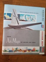 Vintage 1956 Your Air Map of United Air Lines Airlines System Map w/Hawa... - $19.99