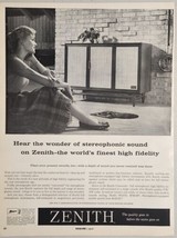 1959 Print Ad Zenith Crescendo Stereo High Fidelity Console Chicago,Illinois - £11.25 GBP