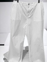 NEW DIRECTIONS FRINGED CUFF WHITE STRETCH FLAT FRONT STRAIGHT LEG PANTS ... - £25.77 GBP